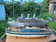 Raro💥🇺🇦 Antiguo barco de hojalata juguete ALEMANIA Feischmann Ocean Line Alemania  segunda mano  Embacar hacia Mexico
