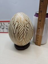 Real Ostrich Egg  5.25" Tall HAND PAINTED GOLD ABSTRACT DESIGN , Home Decor for sale  Shipping to South Africa