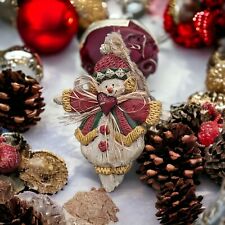 Adorno de Navidad muñeco de nieve rústico muñeco de nieve y corazón colgante condado decoración de temporada segunda mano  Embacar hacia Argentina