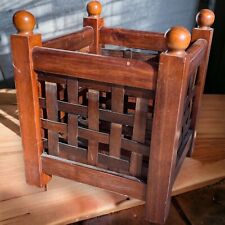 Walnut Decorative Woven Wood Plant Stand Magazine Rack Storage Basket for sale  Shipping to South Africa