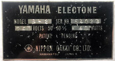 1968 YAMAHA ELECTONE MODEL B-2 Organ ID Info Plate - NIPPONGAKKI CO., LTD. JAPAN for sale  Shipping to South Africa