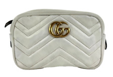 Mini bolsa Gucci autêntica couro branco GG Marmont logotipo acolchoado SEM ALÇA, usado comprar usado  Enviando para Brazil