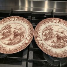 Royal Stafford 2 Hayride Brown Dinner Plates Fine Earthenware Vintage VGUC for sale  Shipping to South Africa