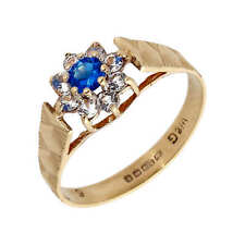 Used, Pre-Owned Vintage 1979 9ct Gold Blue & White Spinel Cluster Ring Size: L½ 9ct... for sale  Shipping to South Africa