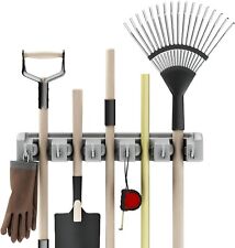 (2) Broom Holder and Garden Tool Garage Organizer 5 Slots 6 Hooks for Rake  Wall, used for sale  Shipping to South Africa