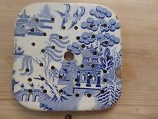 Used, ANTIQUE Pottery Willow pattern strainer Trivet drainer blue and white plate rare for sale  ASHBY-DE-LA-ZOUCH