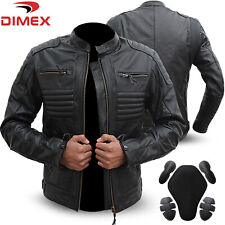 Usado, Jaqueta de couro para motocicleta preta genuína motociclista com armadura CE preta comprar usado  Enviando para Brazil