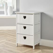 White Wooden 3 Drawer Chest Storage Unit Bedroom Organiser Bedside Seconds, used for sale  Shipping to South Africa