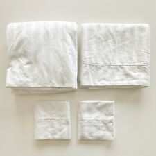 Conjunto de lençóis de algodão WAMSUTTA listra damasco Pima + fronhas: creme/marfim, RAINHA comprar usado  Enviando para Brazil