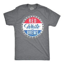 Mens Red White and Brews Funny T shirts Vintage USA Beer Novelty Graphic T shirt til salgs  Frakt til Norway