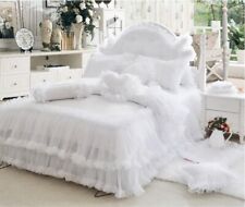 Usado, Conjunto de roupa de cama princesa coreana luxo renda saia cama 4 peças capa de edredom lençol comprar usado  Enviando para Brazil