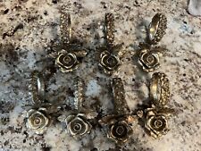 Vintage Silver Tone Metal Rose Design Napkin Ring Holders Set of 7 for sale  Shipping to South Africa