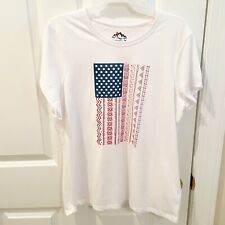 Used, Mountain & Isles T-shirt Womens Large American Flag USA Patriotic White Top for sale  Shipping to South Africa