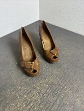 A2 Aerosoles Farewell Brown Wedge Peep Toe Buckle Espadrilles Sandals Size 7 for sale  Shipping to South Africa