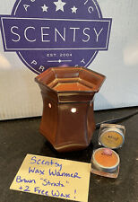 Scentsy CORT Wax Warmer~ FREE WAX Brown Geometric Ceramic Retired Warmer for sale  Shipping to South Africa