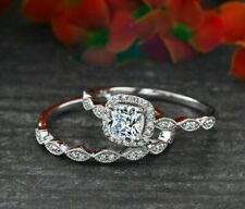 Conjunto de anel de noivado feminino de casamento de ouro branco 14K com diamante criado em laboratório 1,80 CT  comprar usado  Enviando para Brazil
