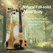 4/4 Electric Violin Full Size Solid Wood Ebony Fittings Bow Case Wood Color, usado comprar usado  Enviando para Brazil