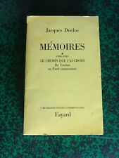 Jacques duclos mémoires d'occasion  Morteau