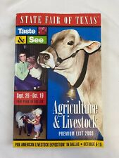 Feria Estatal de Texas - Lista de Premium de Agricultura y Ganadería Dallas, TX 2003 PB segunda mano  Embacar hacia Argentina