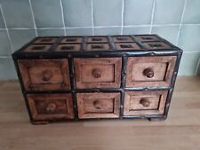 Solid Hardwood Indian Metal Bound Table Top Cabinet With 6 Drawers, Very Useful for sale  Shipping to South Africa
