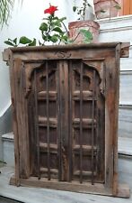 Antique wooden Indian window wall hanging jharokha old frame with iron bars  for sale  Shipping to South Africa