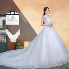 Vestido de noiva branco palavra ombro cauda fina noiva strass princesa vestido grande, usado comprar usado  Enviando para Brazil