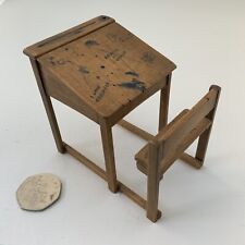 Vintage Miniature Model of a Wooden Childs School Desk With School Graffiti for sale  Shipping to South Africa