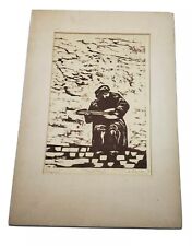 Lute player linocut for sale  Brooklyn