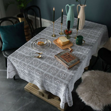 Mantel de ganchillo de colección algodón lino cubierta de mesa decoración comedor fiesta segunda mano  Embacar hacia Argentina