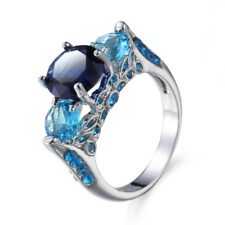 Anel feminino prata topázio azul oceano azul topázio multi pedras preciosas Londres tamanho 6-10 comprar usado  Enviando para Brazil