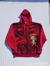 Vintage Ed Hardy Hoodie Y2K Red AOP Size XL "Death Before Honor" Rhinestones for sale  Shipping to South Africa