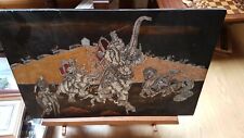 Occasion, tableau en bois laqué noir et  nacre représentation bataille empire chinois  d'occasion  Marsannay-la-Côte