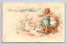 1908 Best Easter Wishes Angel Riding Dove Pulled Chariot Carriage Postcard for sale  Shipping to South Africa
