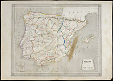 Mapa antigo de 1840/50 D'Espagne (E Portugal). Mapa Antiguo de España comprar usado  Enviando para Brazil