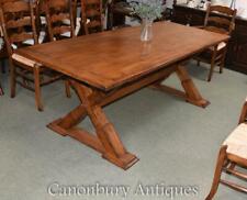 Oak Trestle Table Kitchen Dining Farmhouse Furniture, used for sale  Shipping to South Africa