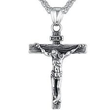 Colar de prata Jesus Cristo pingente crucifixo religioso 22 polegadas corrente cruz, usado comprar usado  Enviando para Brazil