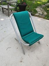Vintage Folding Camp Chair Padded Green Seat Aluminum Frame for sale  Shipping to South Africa