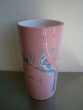 Vaso grande opalina rosa vidro decoração azul papagaios flores copos 19° Th comprar usado  Enviando para Brazil