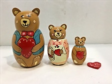 Bonecas Midwest Imports Roly Poly Bears Papa Mama Baby Nesting Heart, usado comprar usado  Enviando para Brazil