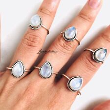 Hermoso anillo de plata esterlina 925 piedra lunar arco iris todas las tallas Sr08 segunda mano  Embacar hacia Argentina