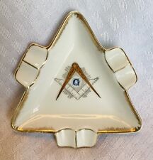 Masonic Ashtray Freemason Mason Gold Trim Lefton China Hand Painted Vintage, used for sale  Shipping to South Africa