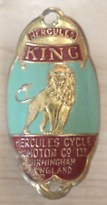 Insignia de cabeza de bicicleta vintage Hercules Cycle Motor Co. King emblema Birmingham English segunda mano  Embacar hacia Argentina