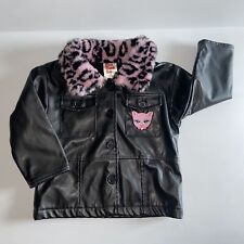 Usado, Chaqueta negra de cuero sintético Park Bench para niños rosa estampado animal gato talla 2T niñas  segunda mano  Embacar hacia Argentina