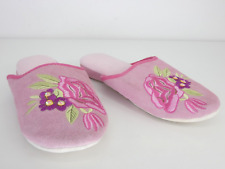 Pink embroidered slippers for sale  POTTERS BAR