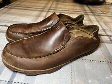 Zapatos informales convertibles sin cordones de cuero marrón OluKai Moloa para hombre talla 14, usado segunda mano  Embacar hacia Argentina