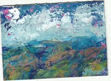 BLUE & ORANGE. Original Abstract Knife Mountain Landscape Painting ACEO mini ART for sale  Shipping to Canada