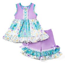 Used, NEW Boutique Floral Tunic Dress & Ruffle Shorts Girls Outfit Set for sale  Shipping to South Africa