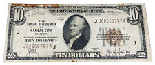 Billete de diez dólares 1929 en moneda nacional de 10 dólares - Kansas City circuló segunda mano  Embacar hacia Argentina