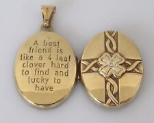9ct Gold Locket - 9ct Gold Hollow 4 Leaf Clover Opening Oval Locket/Pendant for sale  Shipping to South Africa