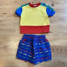 Pantalones cortos y camisetas vintage de los años 90 para niños pequeños combo trenes 12 MOS colores primarios usados en excelente estado segunda mano  Embacar hacia Argentina
